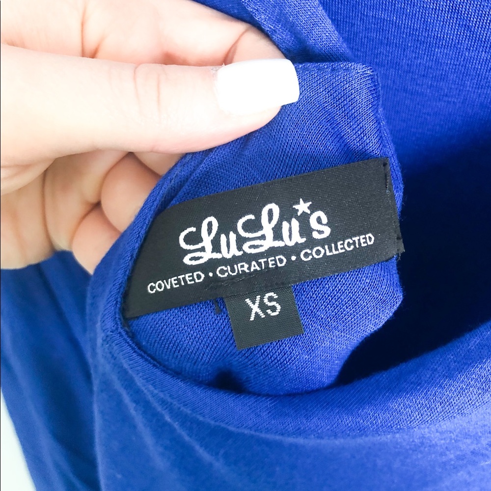 Lulu’s Cobalt Backless Shift Dress